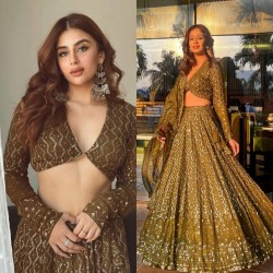 Mehendi ceremony special chain stitch work lehenga choli